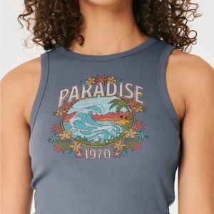 HIGH-NECK RIBBED PARADISE GRAPHIC TANK